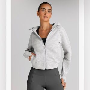 Gray Fleece Crop Zip Up Hoodie Women’s XL with thumb holes